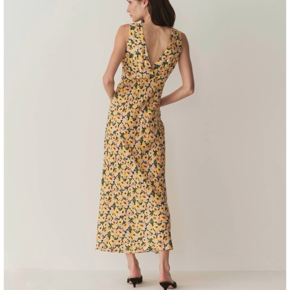 Doen yellow Floral Yellow midi Dress NEW - Picture 3 of 11